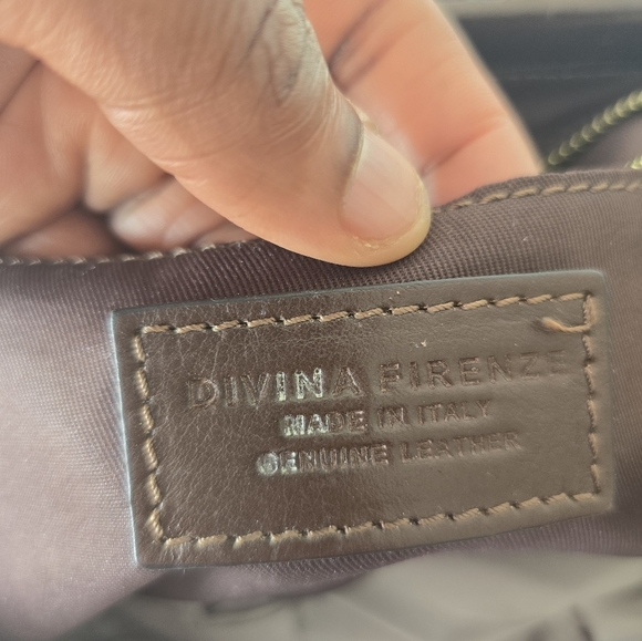 Divina Firenze Leather Crossbody Clutch Bag Satchel GreenBrown Removeable Strap - Picture 15 of 16